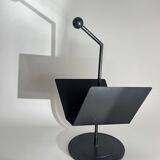 Vintage Postmodernist Black Metal Magazine Rack, Italy, 1980s