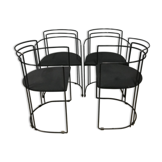 Ensemble de 4 chaises de salle à manger modernistes des années 1980