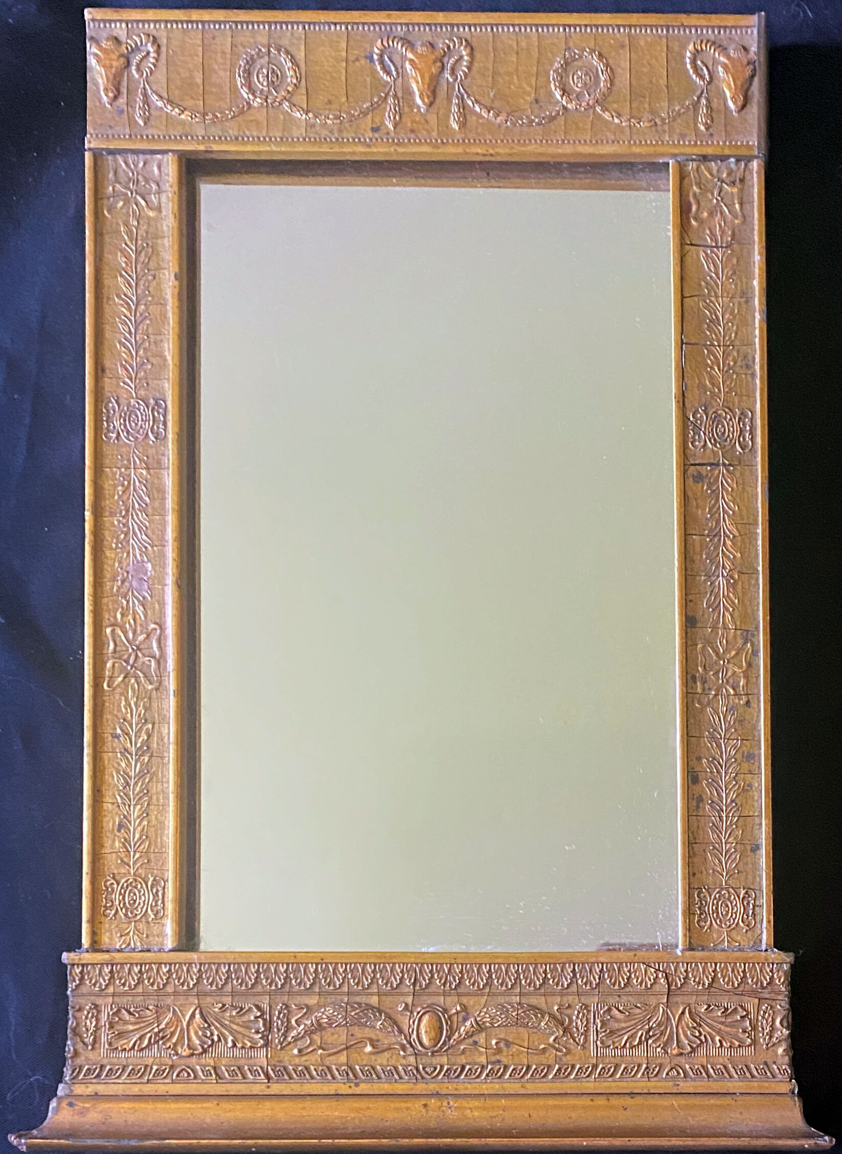 Framed mirror "friezes and ram's head" neoclassical