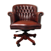 Fauteuil de bureau anglais capitonné cuir