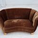 1960s, Danish 2-seater curved sofa, brown furniture velour.