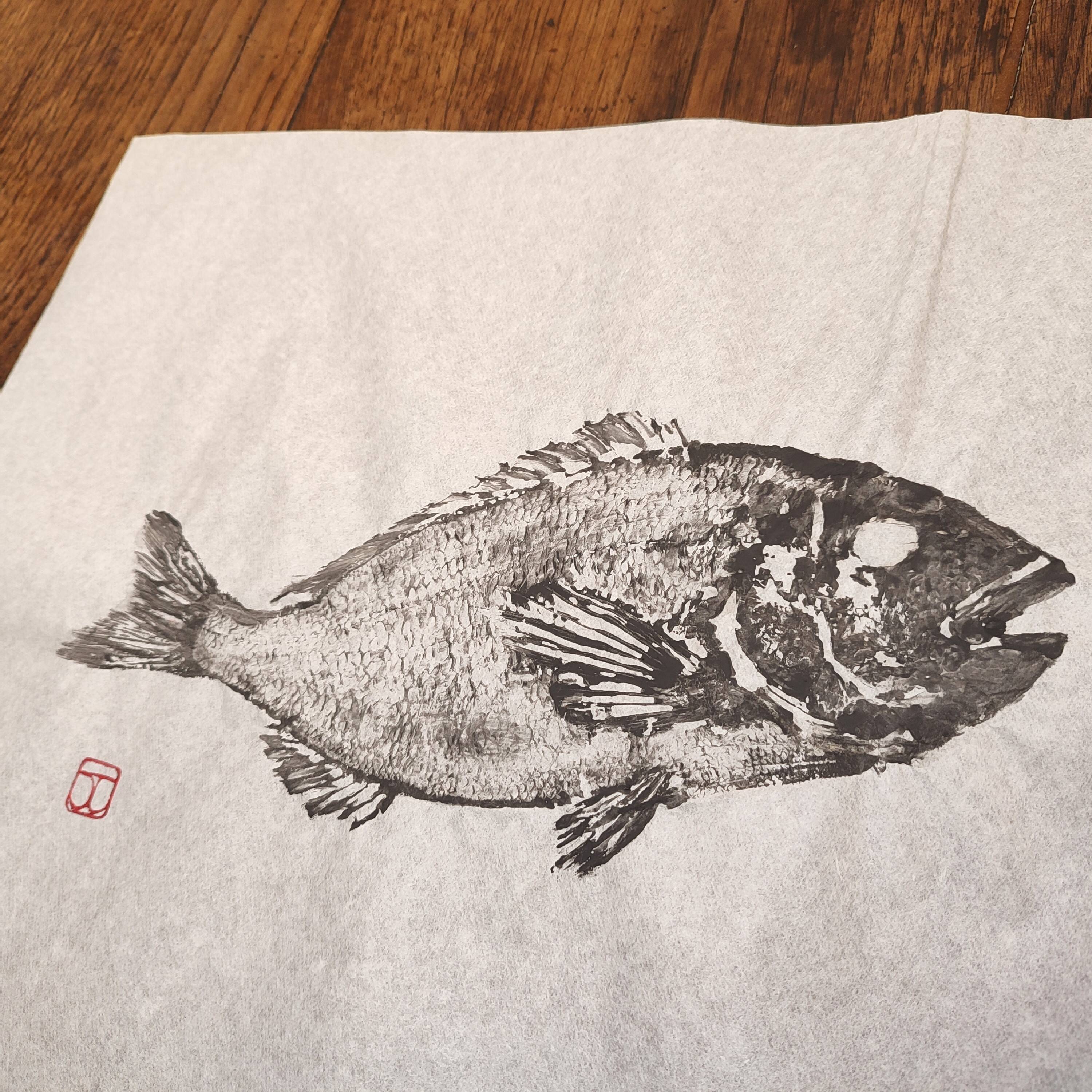 Fish print, original Gyotaku of a sea bream