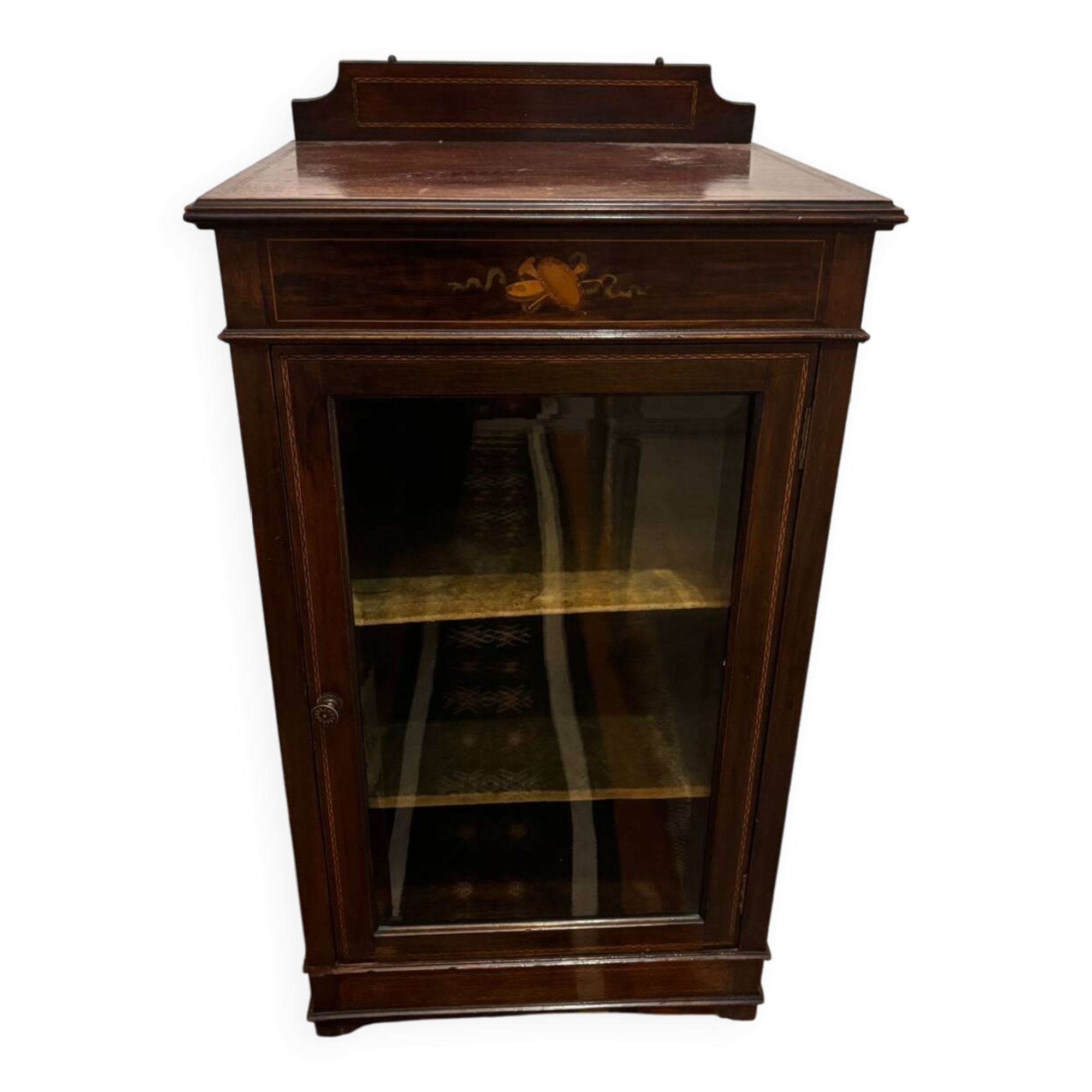 Vitrine en acajou 1900, porte avec verre biseauté