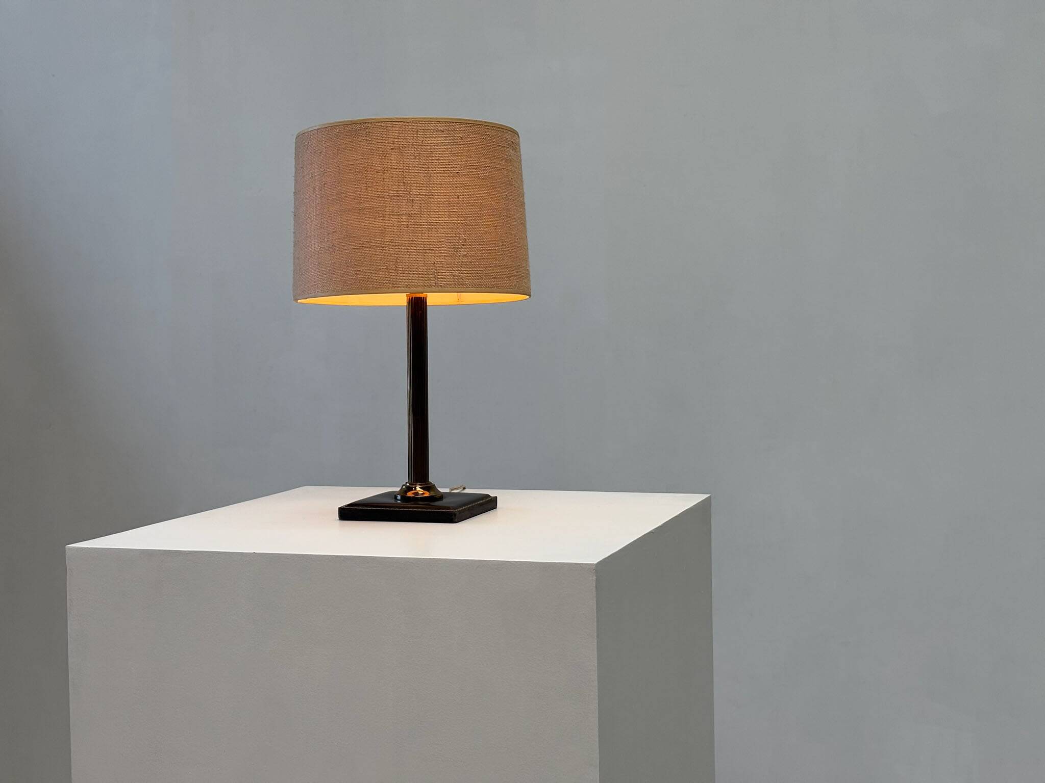 Black leather table lamp