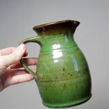 Small green pitcher enameled stoneware Sylvie Wlotkowski craftsmanship from Burgundy