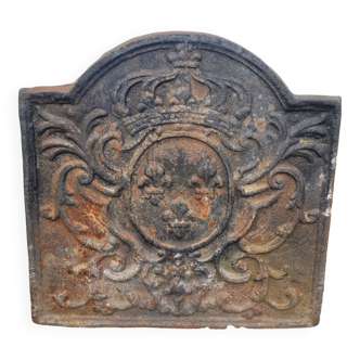 Fireplace plate cast iron deco fleurs-de-lys