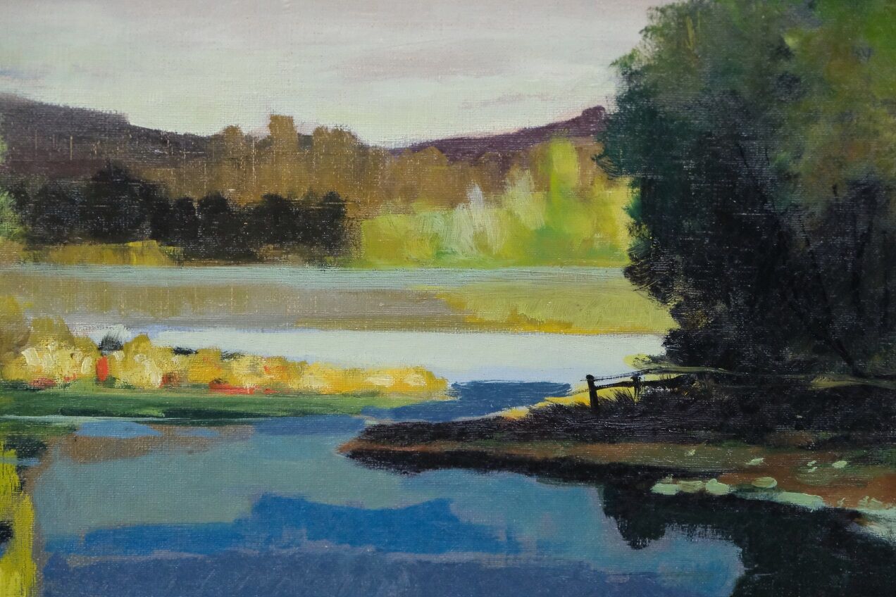 Tage Rudolf Ahlm, Swedish landscape, oil on canvas, 1940s, framed