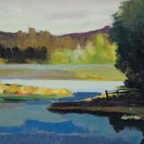 Tage Rudolf Ahlm, Swedish landscape, oil on canvas, 1940s, framed