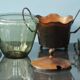 Art Nouveau Smoked Glass Punch Bowl Copper Crafted by Carl Deffner