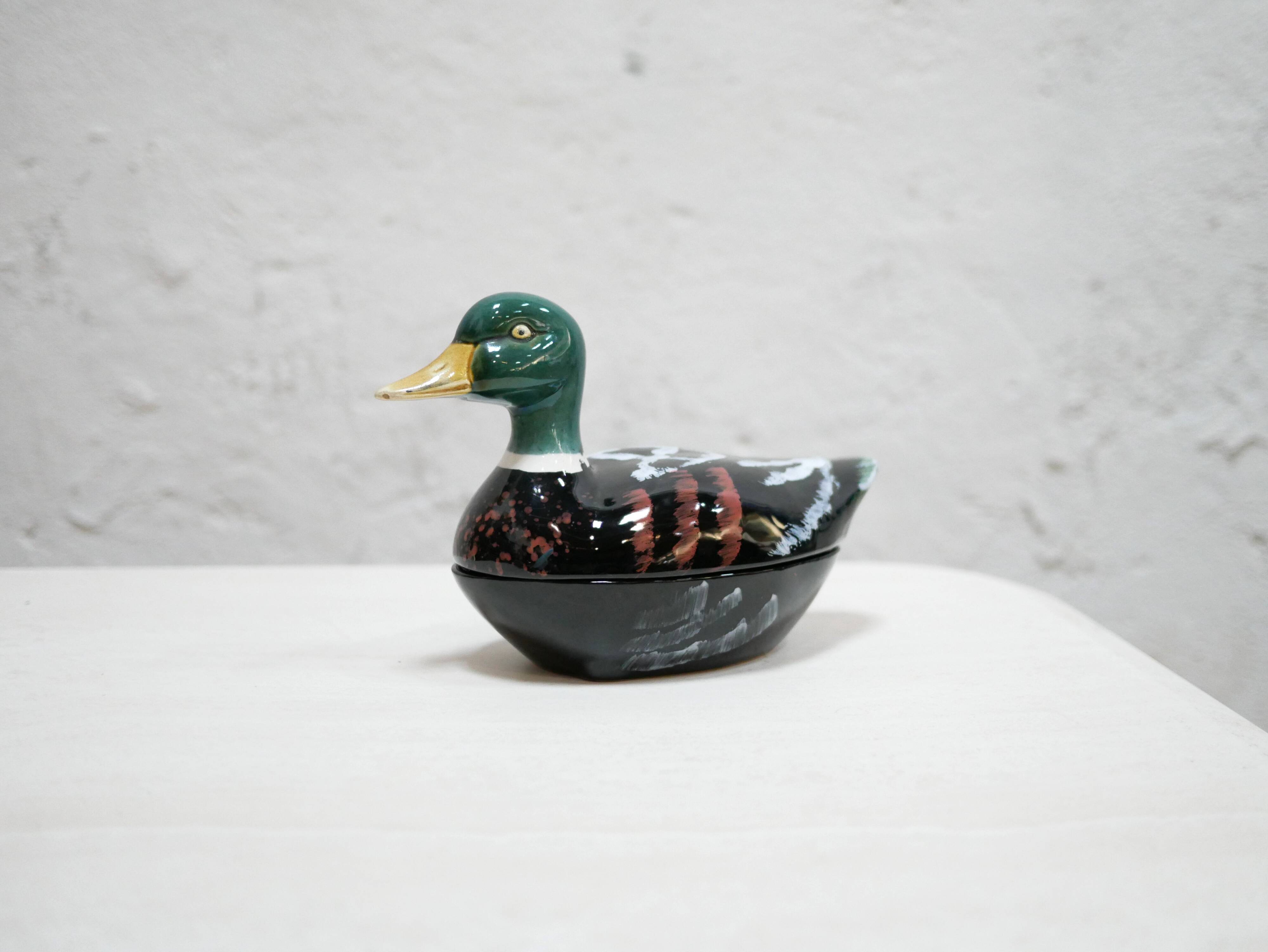 Vintage ceramic duck terrine by Michel Caugant