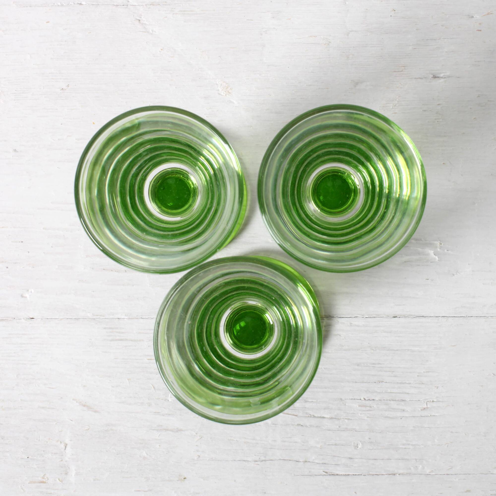 Ensemble de 3 verres à pieds vert, Italie années 1960