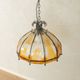 Brutalist ceiling lamp from the 1970s with orange glass shade