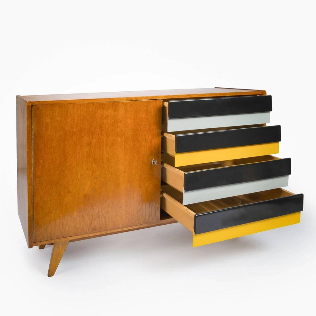 Original U-458 cabinet designed by Jiří Jiroutek in 1958 - Black & Yellow