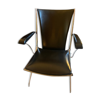 Metal armchair and black skaï