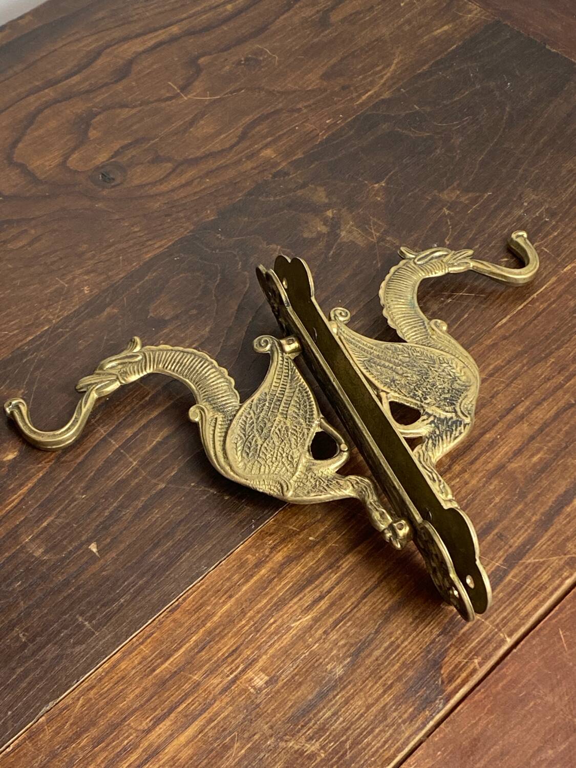Antique wall hooks, dragon shape, in brass
