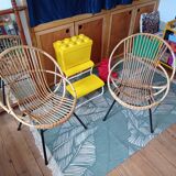 Pair of rattan shell armchairs