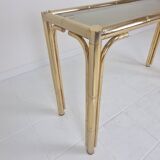 Italian Rectangle Side Table in Brass Bamboo and Smoked Glass, 1970s