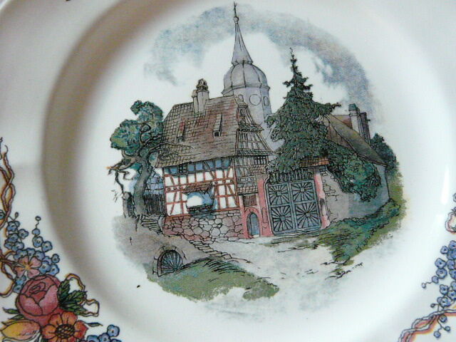 Dish and 12 plates Loux Obernai Sarreguemines Faience ancienne - Dessert service
