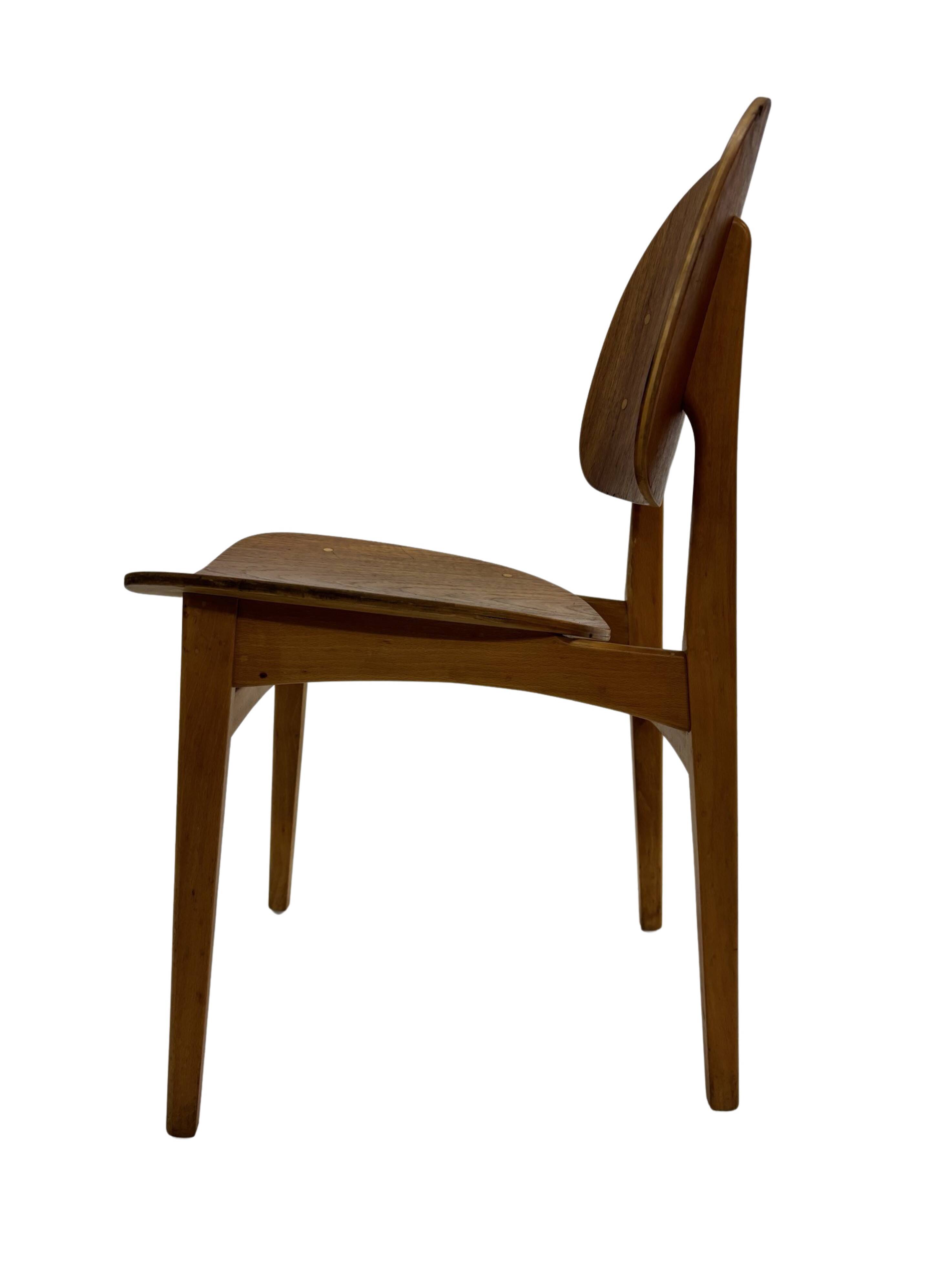 Vintage dining room chair Scandinavian 1960s plywood and teak design