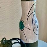 Polychrome enamelled ceramic lamp base with abstract decoration signed Jacques Innocenti