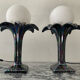 Pair of palm tree lamps in Italian ceramic from the 1970s.