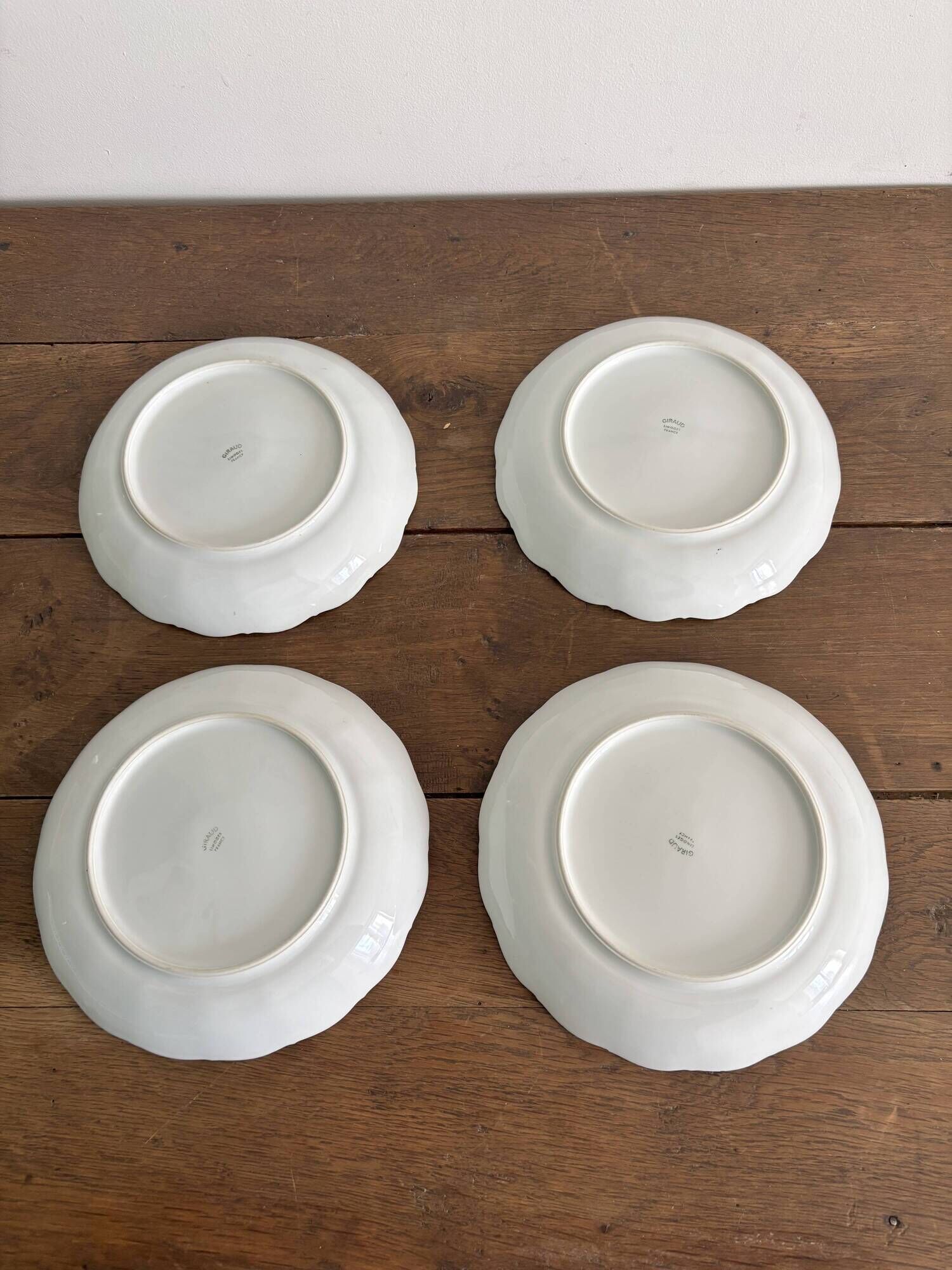 Set of 4 white porcelain deep plates – Giraud Limoges – 21.5
