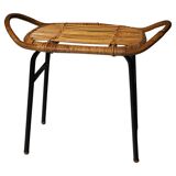 Mid century rattan stool by alan fuchs, uluv, 1960´s, czechoslovakia