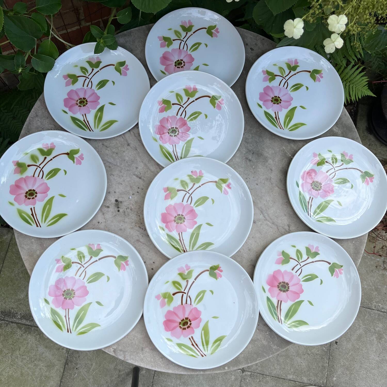 10 assiettes à dessert Moulin des Loups Orchies décor Corinne
