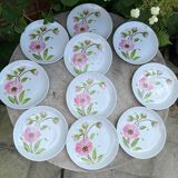 10 assiettes à dessert Moulin des Loups Orchies décor Corinne