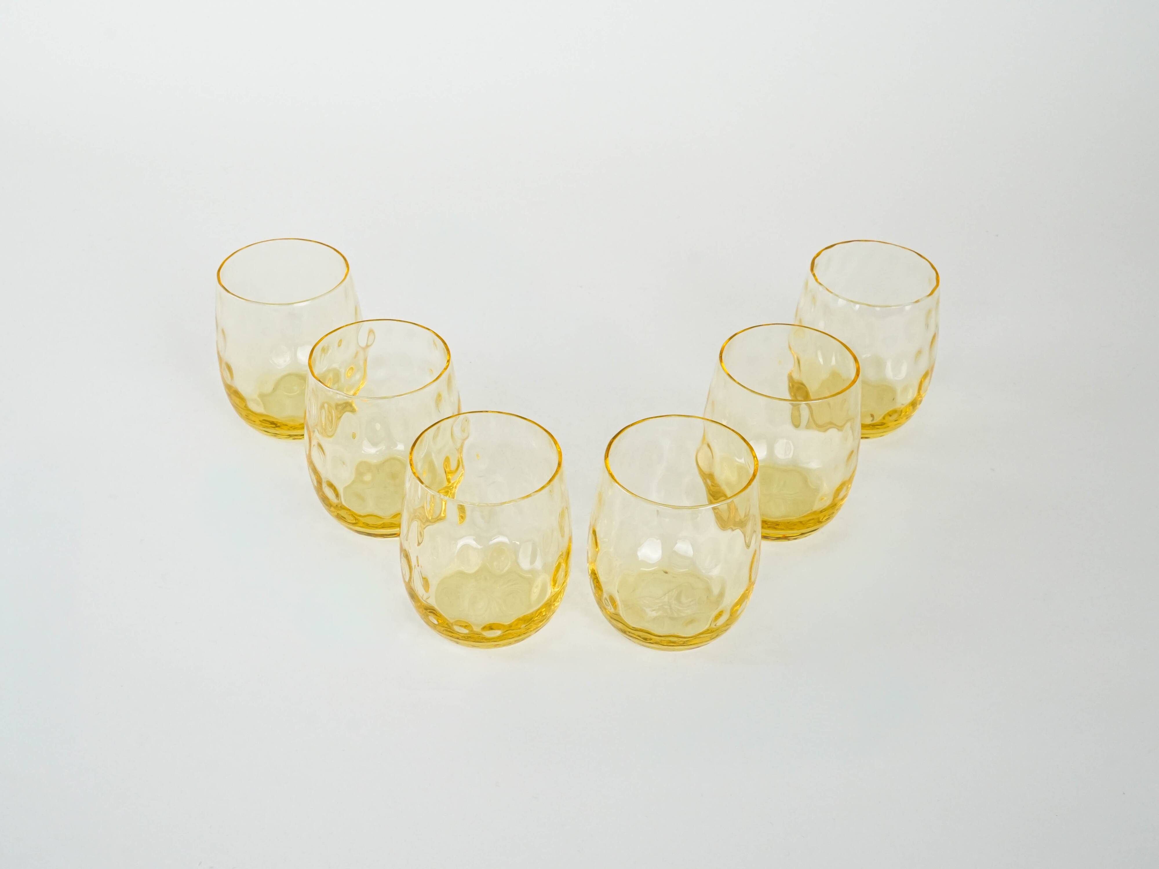 Set of six glasses, Italian design, 1970s, made in Italy