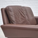 1970s, Danish 2-seater sofa, original brown leather.