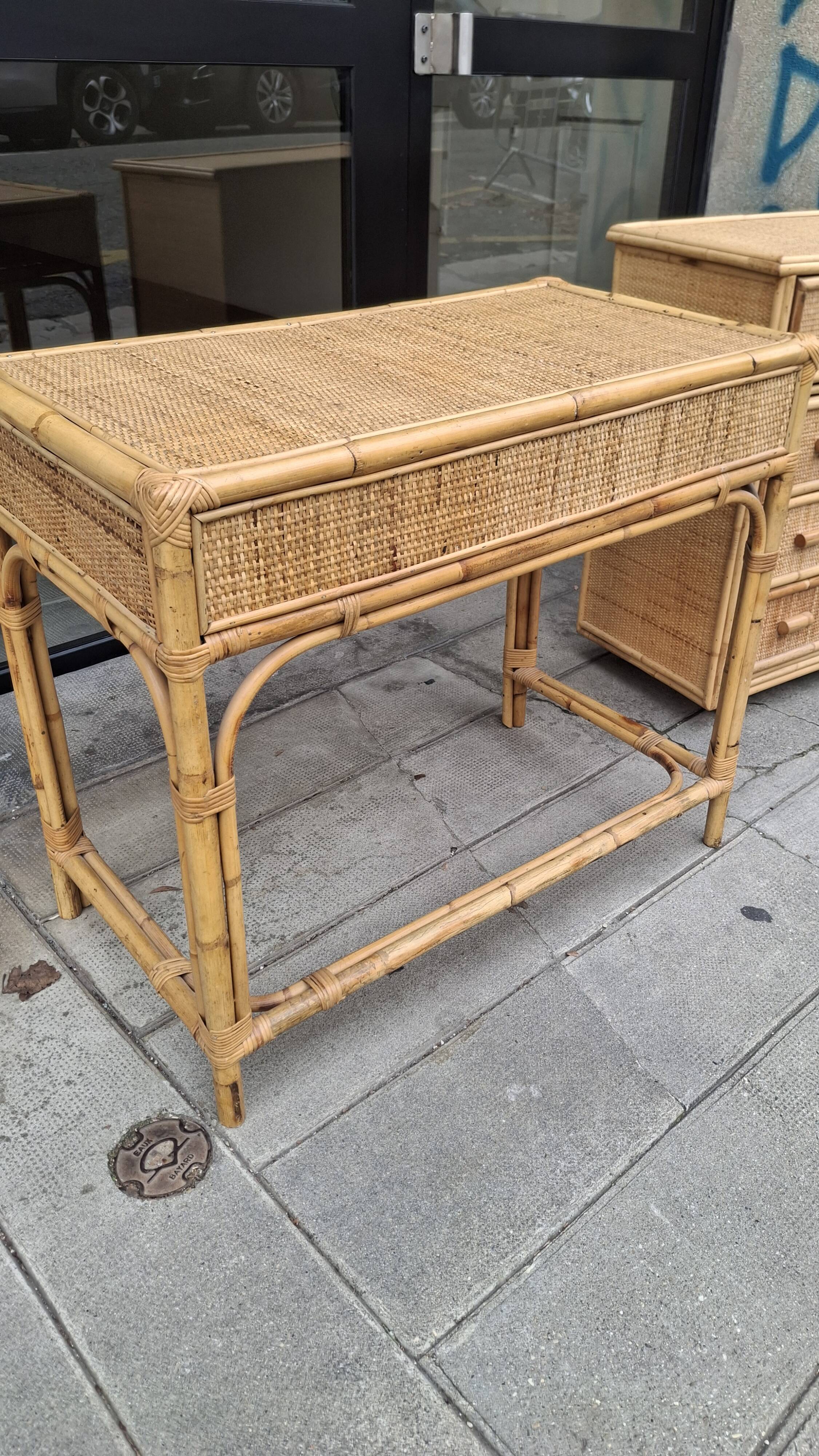Woven rattan and wicker furniture. Vintage.