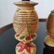 Set of 4 turned wooden candle holders
