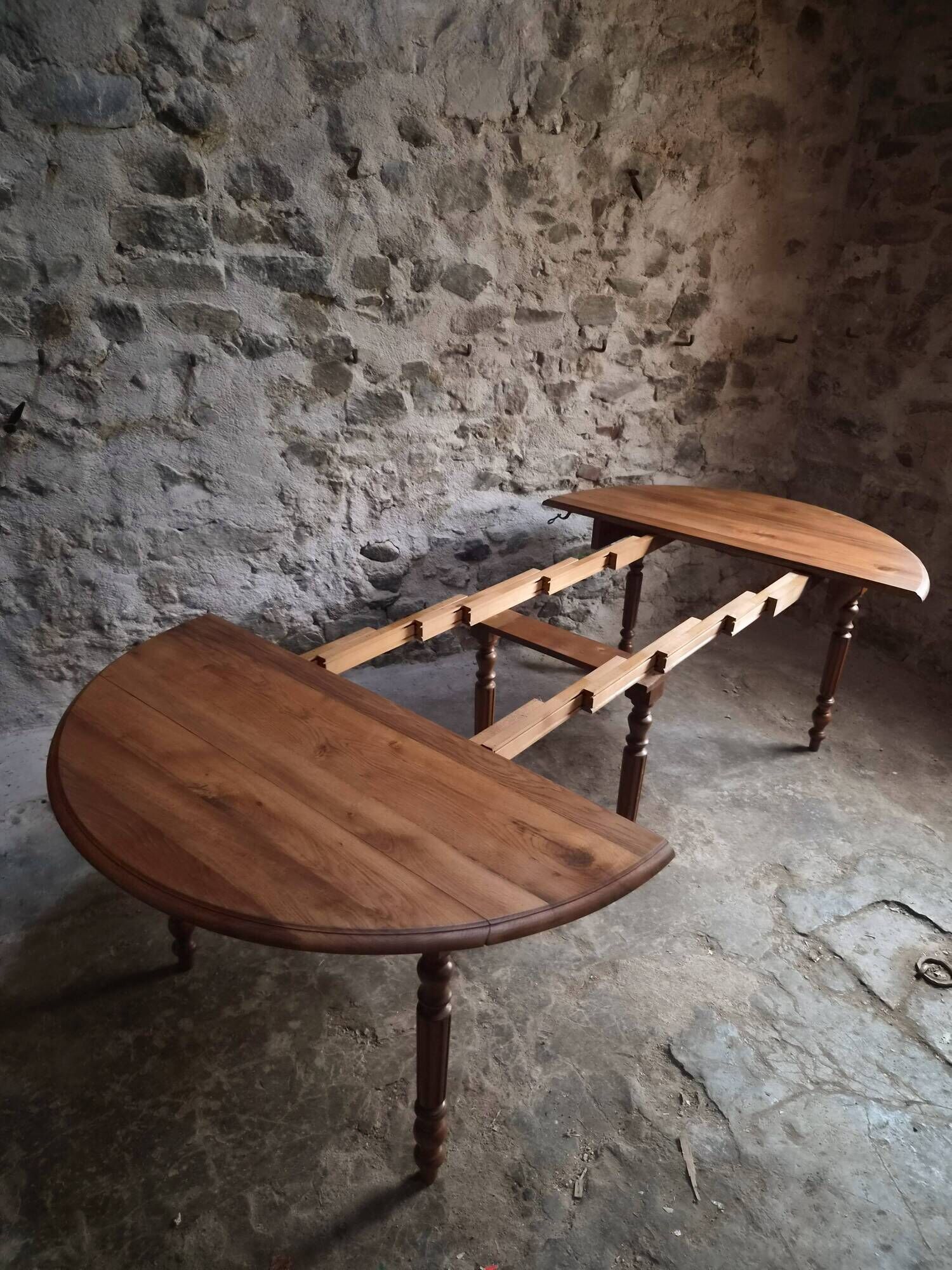 Table à manger extensible vintage en chêne / Table à abattants – 1950s–1970s, France