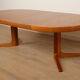 Vintage round dining table | extendable | teak | 120 cm - 220 cm