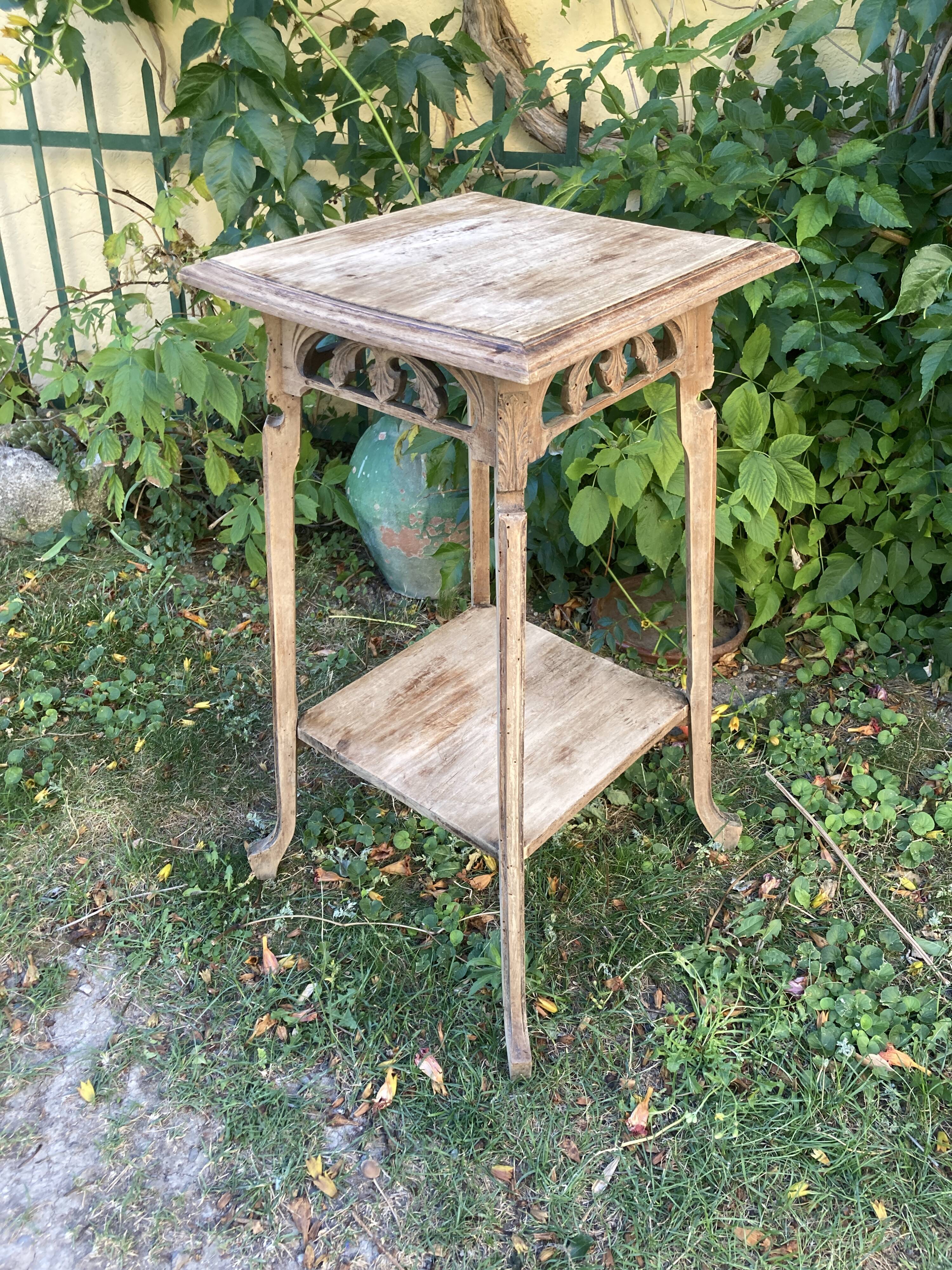Antique stool - early 20th century - raw wood