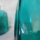 Blue engraved glass bottles
