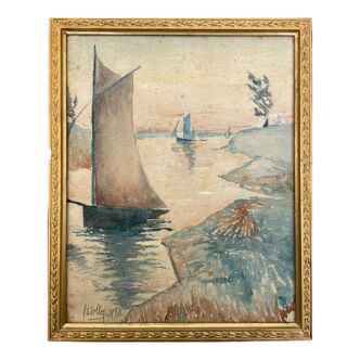 Tableau peinture aquarelle Marine 1926