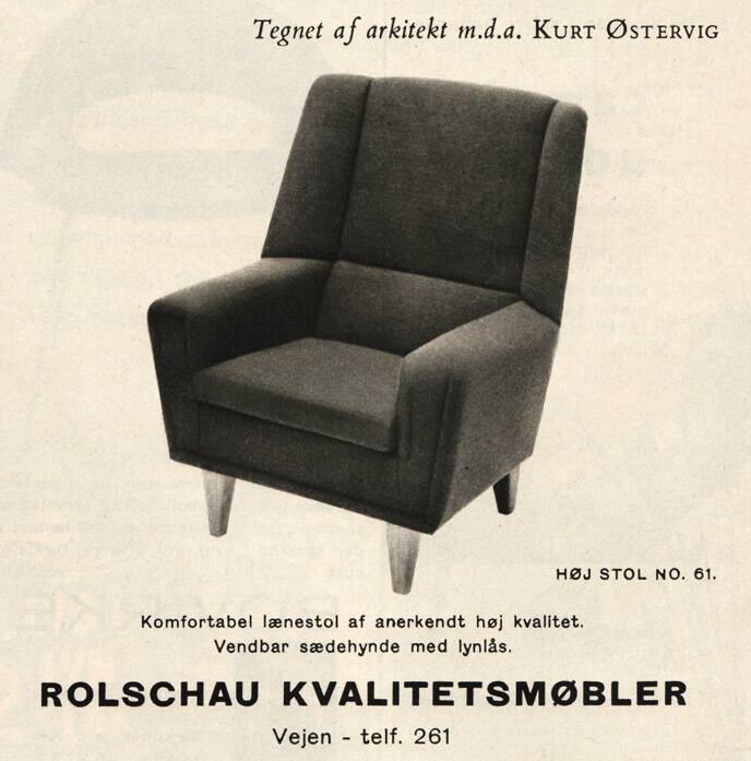 1960s, Danish design by Kurt Østervig, armchair model 61, wool, teak.