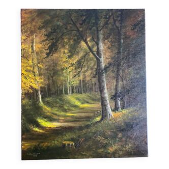 Peinture à l’huile forêt landaise