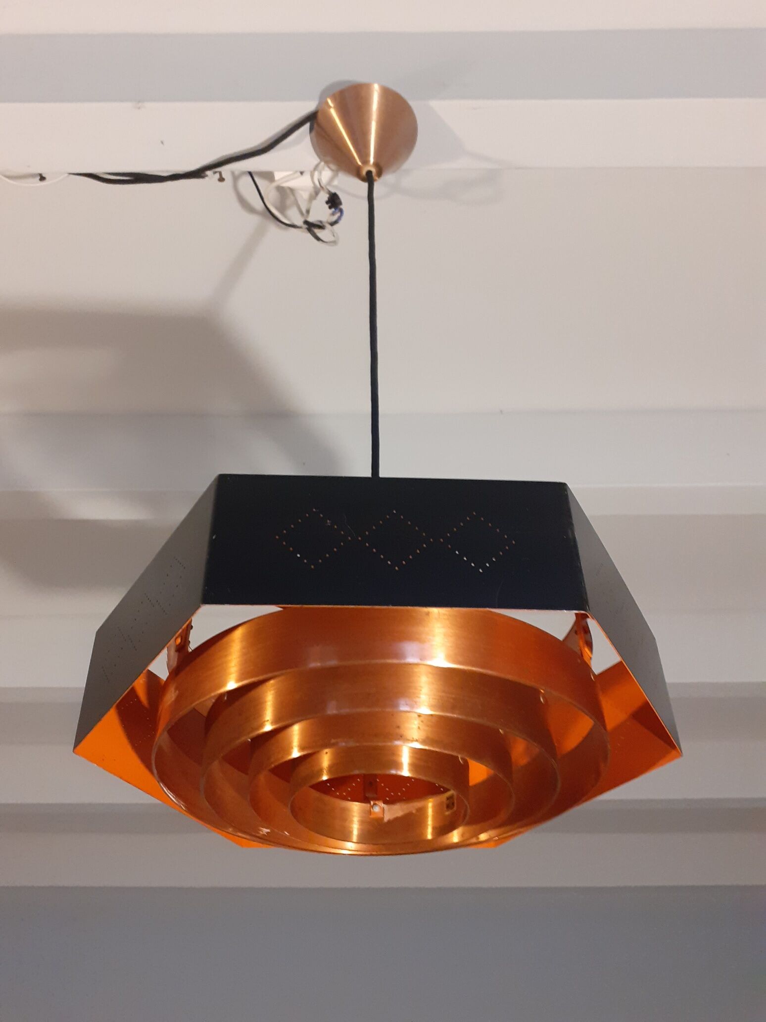 Copper suspension by T. Røste, Norwegian Vintage 1960s