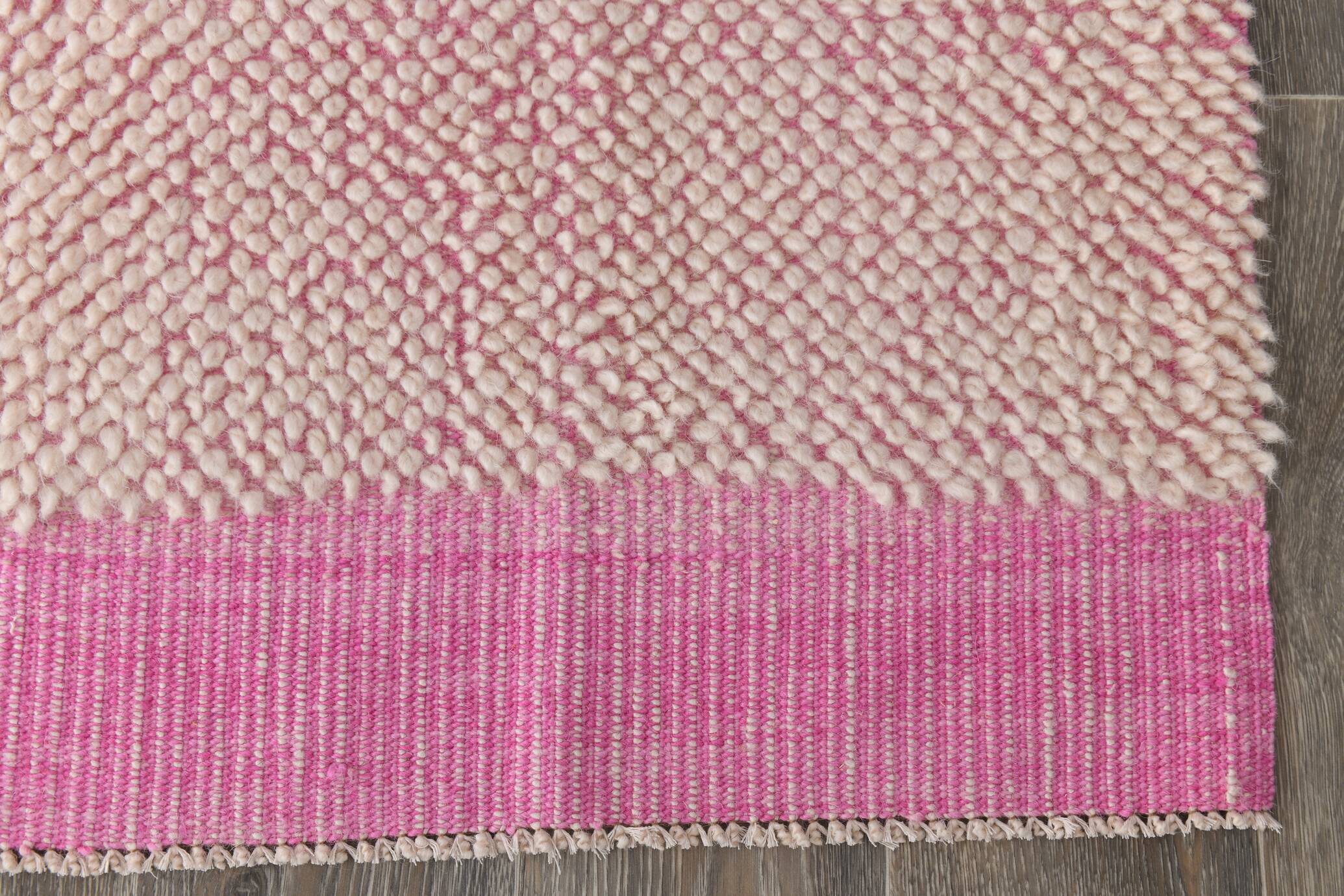 4x7 Shades Of Pink & Beige Handmade Wool Vintage Rug, 129x220Cm SK 34944