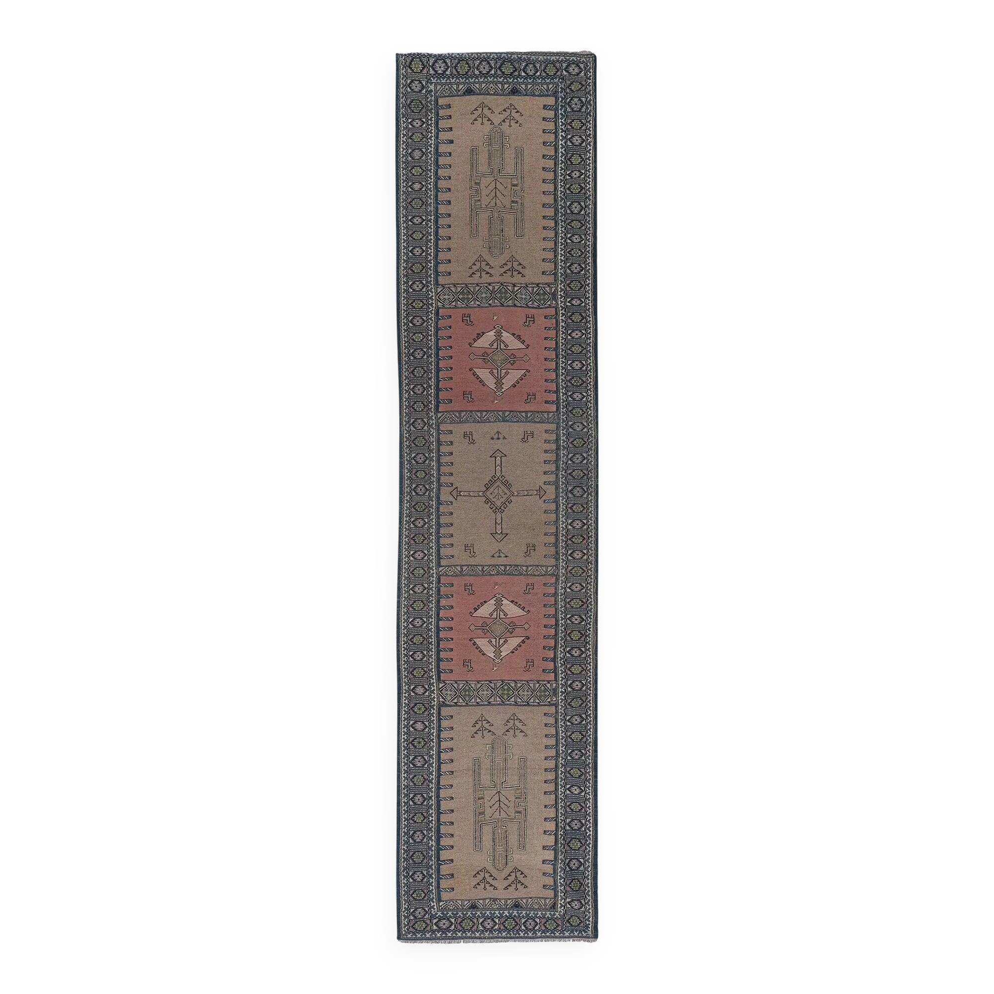 Vintage Turkish hallway rug 95x405 cm