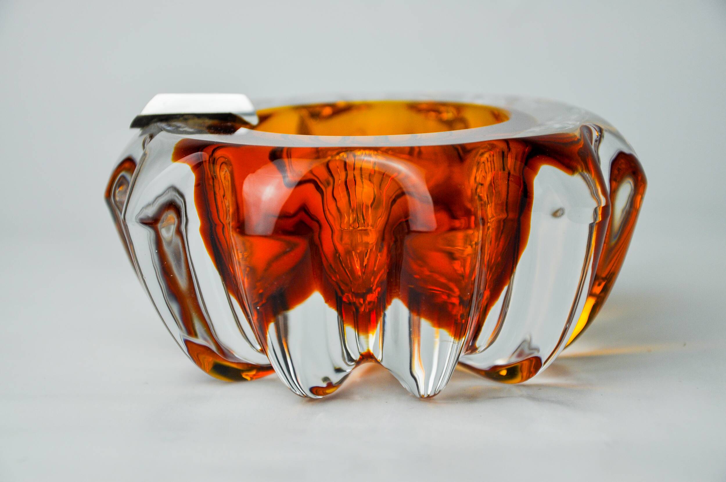 Orange Sommerso ashtray by Seguso, Murano glass, Italy, 1970