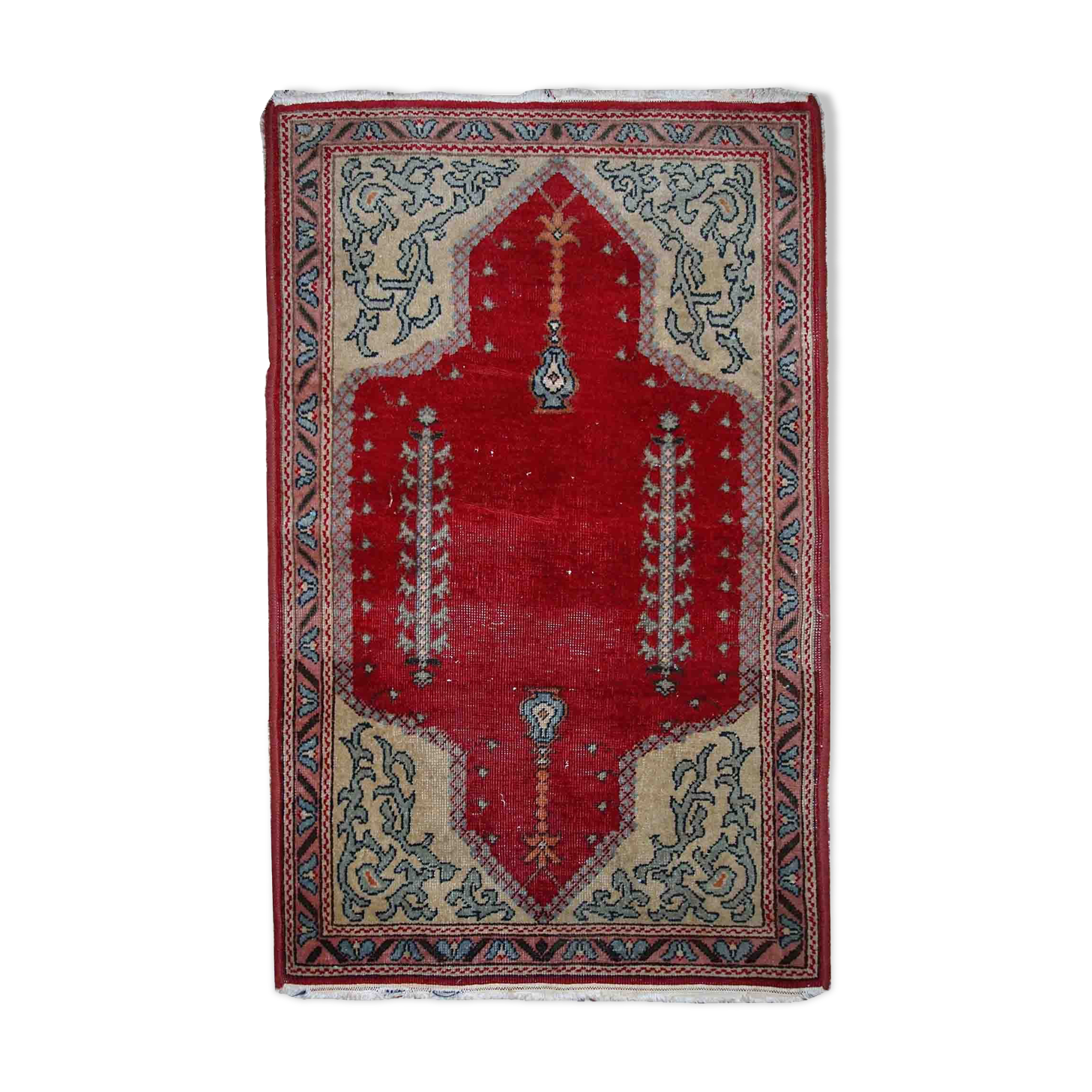 Old turkish konya handmade carpet 69cm x 108cm 1920s, 1c500