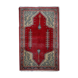 Old turkish konya handmade carpet 69cm x 108cm 1920s, 1c500