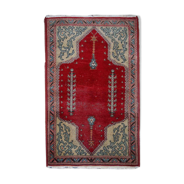 Old turkish konya handmade carpet 69cm x 108cm 1920s, 1c500