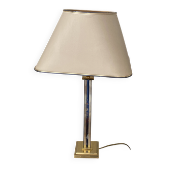 Lampe colonne en laiton et miroir