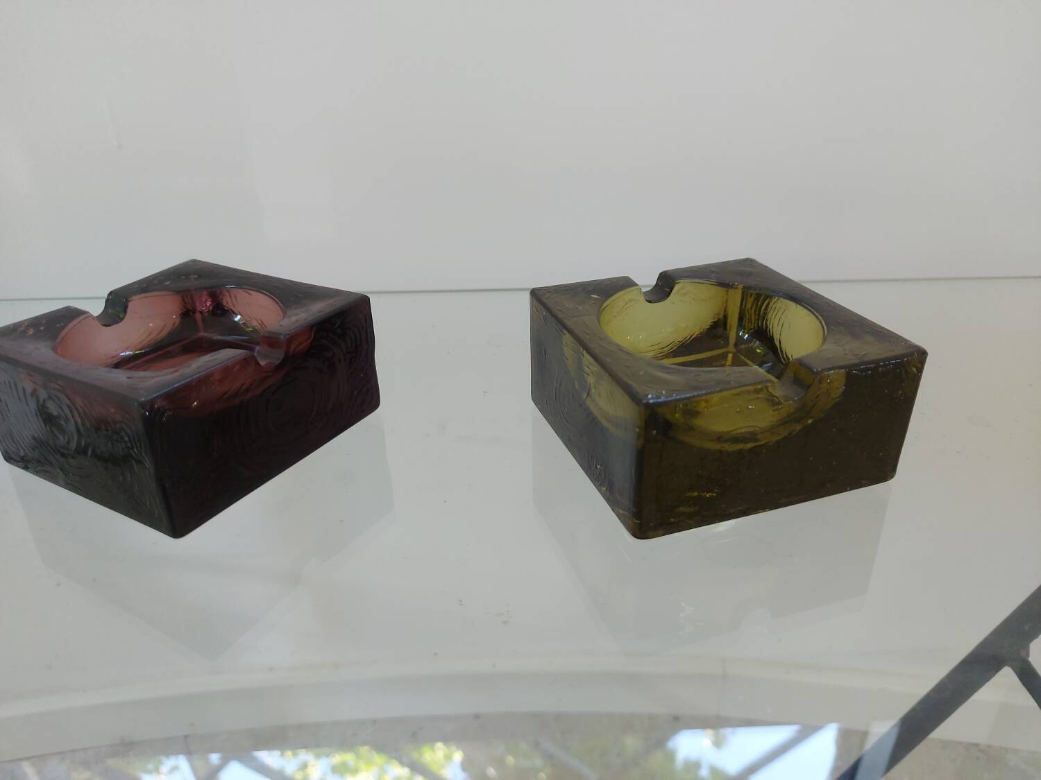 Two vintage glass ashtrays