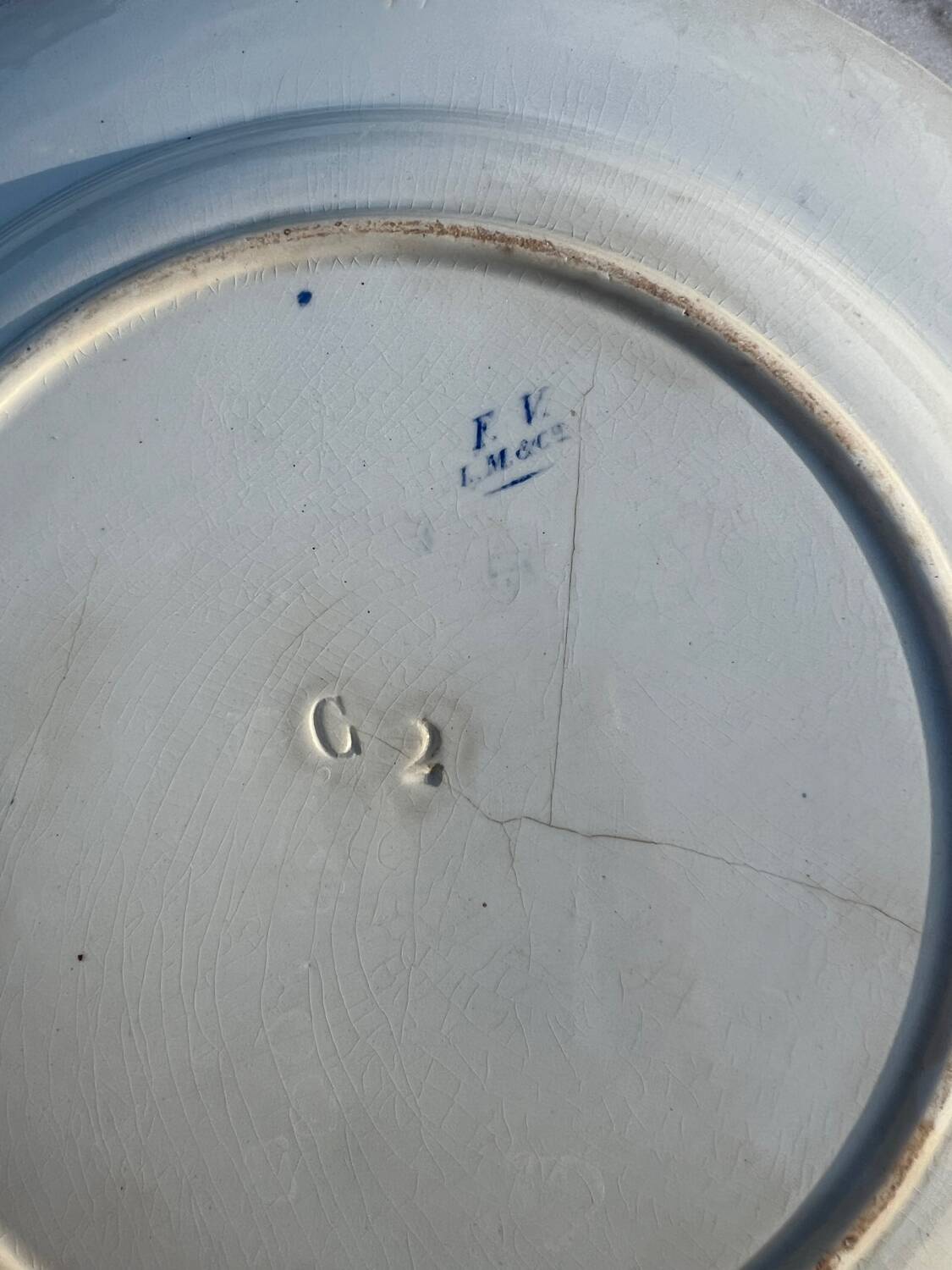 2 Antique Earthenware Plates (Blue Decor)